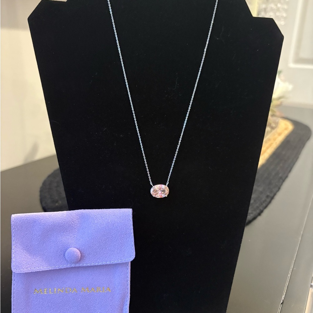 Melinda Maria Pink/Silver Oval Necklace